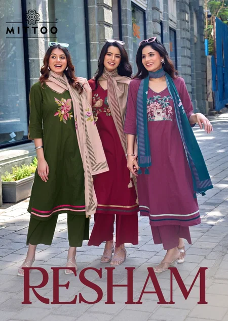 Resham By Mittoo Mul Dhabu Cotton Kurti With Bottom and Dupatta